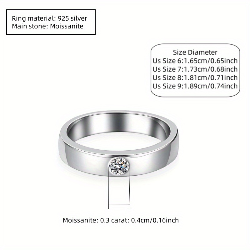 Unisex Couple's 925 Silvery Moissanite Wedding Ring